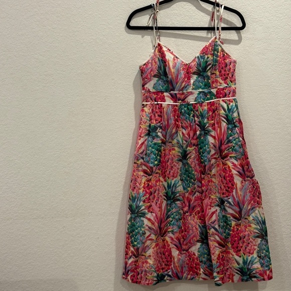 J. Crew Colorful Pineapple Print Midi Dress - Picture 2 of 7
